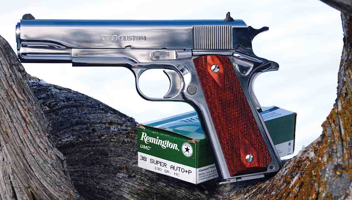 This Colt 1911 .38 Super is from a special-order “El Centurion” serial number series.